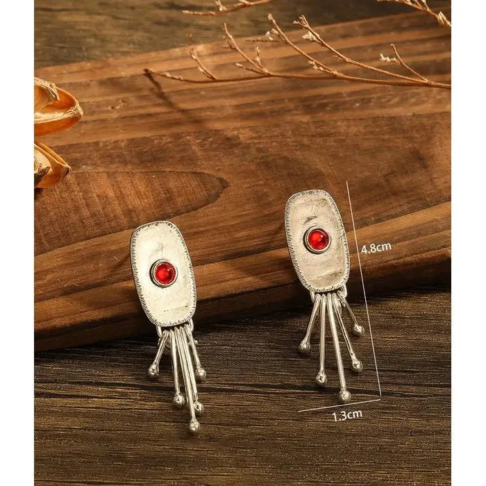 Vintage Ethnic Antique Zinc Alloy Metal Drop Earrings Women Punk Handmade Dangle