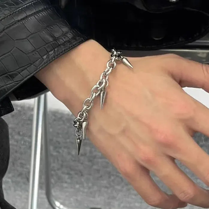 Hiphop Punk Geometric Rivet Bracelet for Men Women Metal Jewelry Accessory