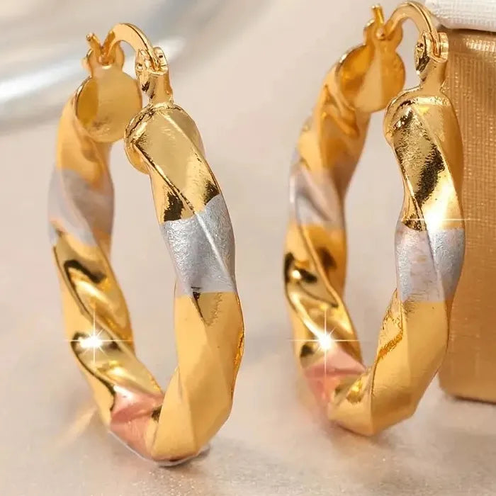 Simple Exquisite Gold Hoop Earrings Zinc Alloy Jewelry for Women Hot Sale