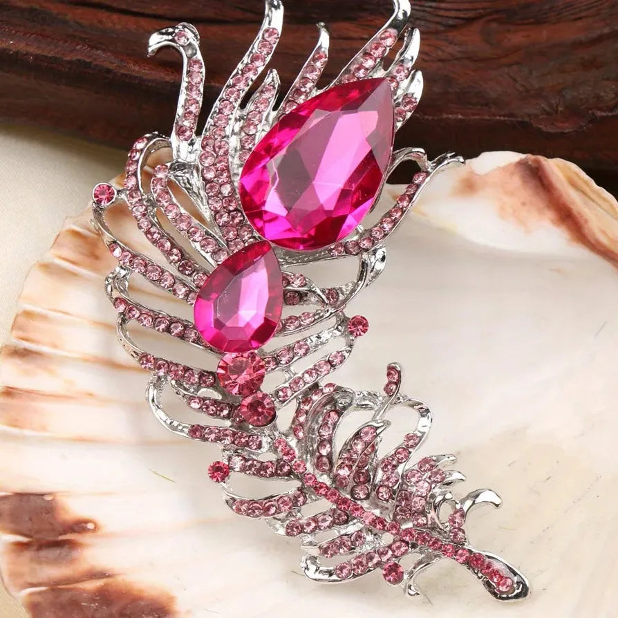 Vintage Feather Flower Brooch Elegant Gift for Men & Women