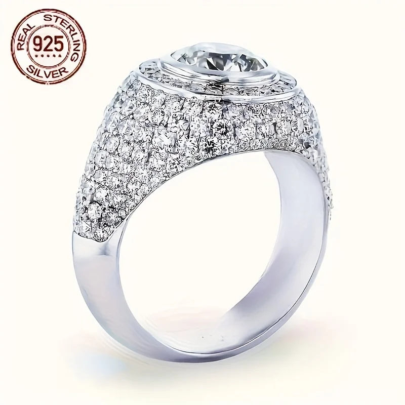 2025 Luxury 925 Sterling Silver Iced Out Pinky Ring for Men – Hip Hop Rapper Style