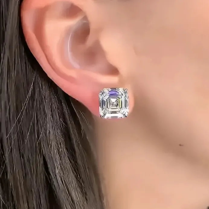 Geometric Cubic Zirconia Stud Earrings for Women Everyday Fashion Jewelry