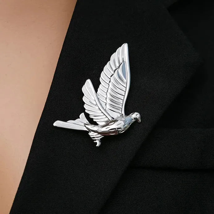 Classic Stainless Steel Peace Dove Brooch Waterproof Jewelry for Women Men