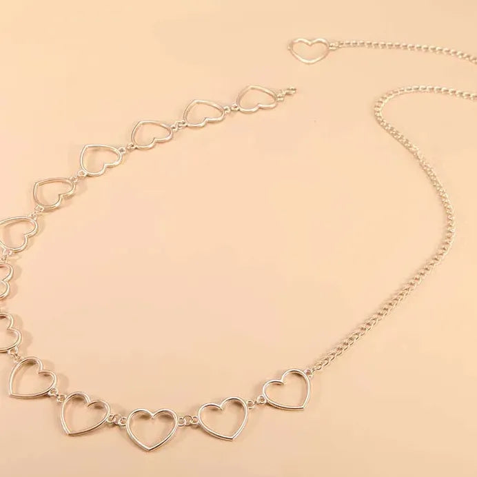 Zinc Alloy Heart Waist Chain Double Layer Hip Hop Trouser Belt Jewelry
