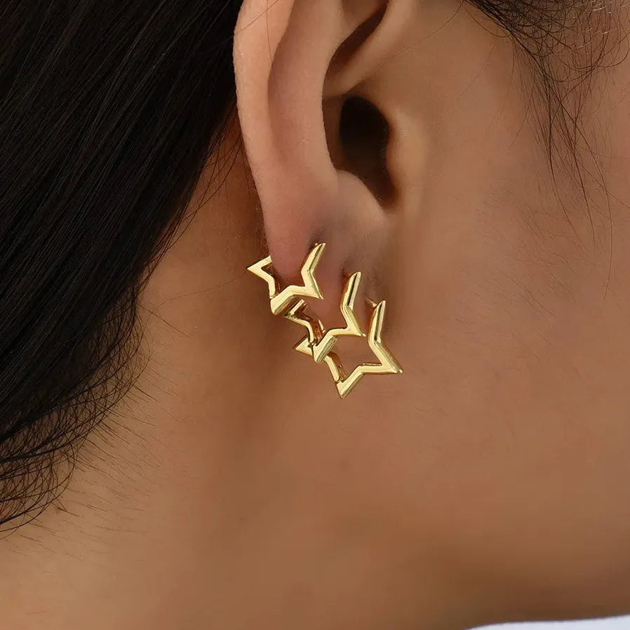 6Pcs Star Hoop Earrings for Women Gothic Rock Piercing Jewelry Fashion Accessory