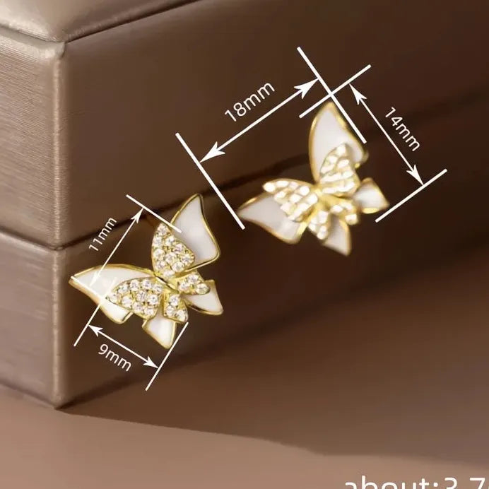 Elegant Butterfly Women Stud Earrings Cubic Zirconia Insect Jewelry
