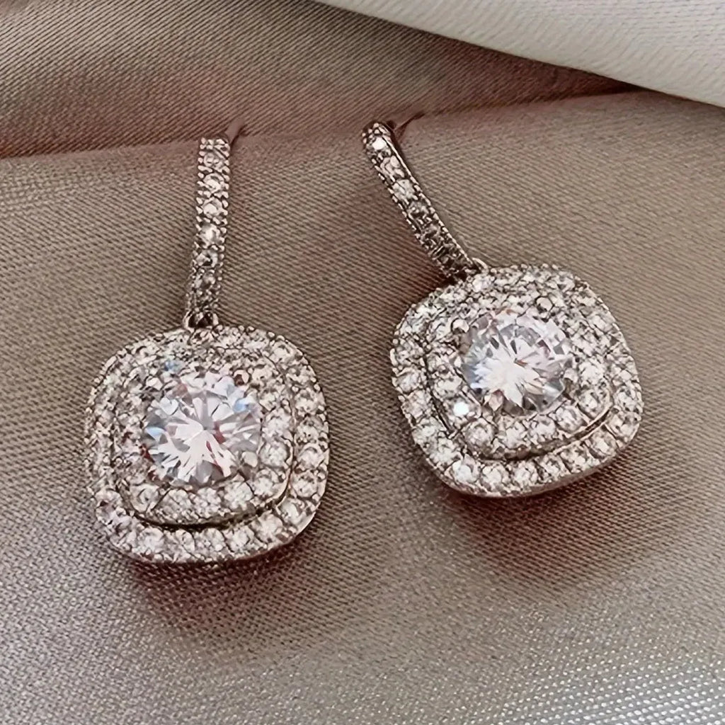 Bohemian Style Cubic Zirconia Pendant Drop Earrings for Women Daily Wear