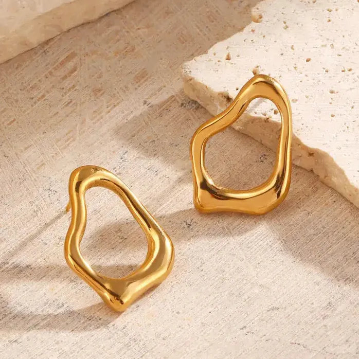 Stainless Steel Skeleton Drop Earrings Women Geometric Hollow Stud Jewelry Chic