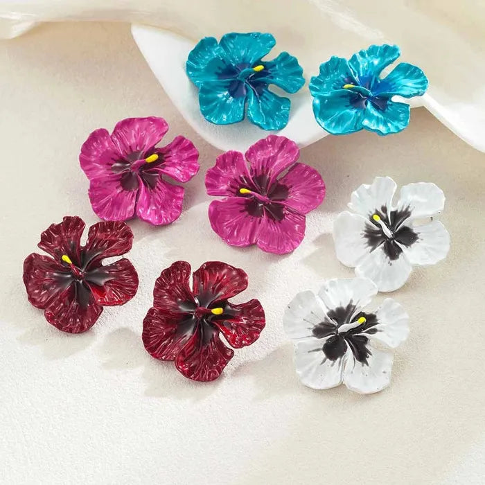 Large Floral Zinc Alloy Drop Earrings for Women Dangle Jewelry Gift