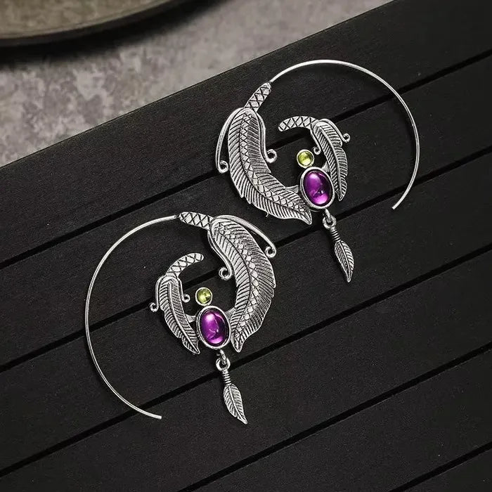 Bohemian Feather Drop Earrings Zinc Alloy Hip Hop Jewelry for Men Women
