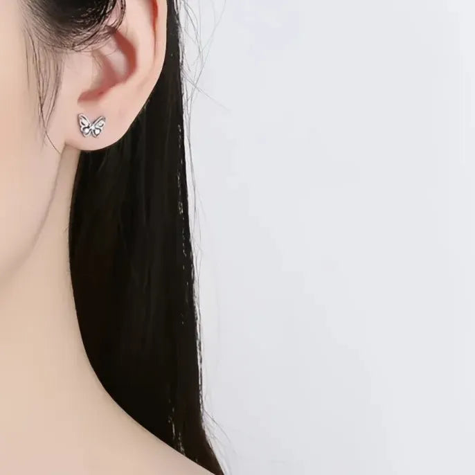 Geometric Butterfly Cubic Zirconia Stud Earrings Copper Alloy Jewelry Gift