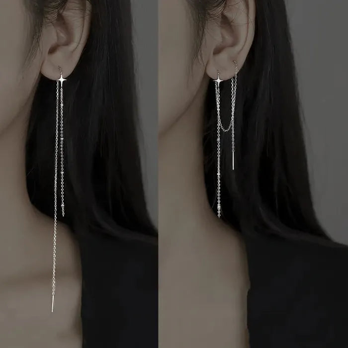 Zinc Alloy Long Tassel Star Ear Line Drop Earrings for Women