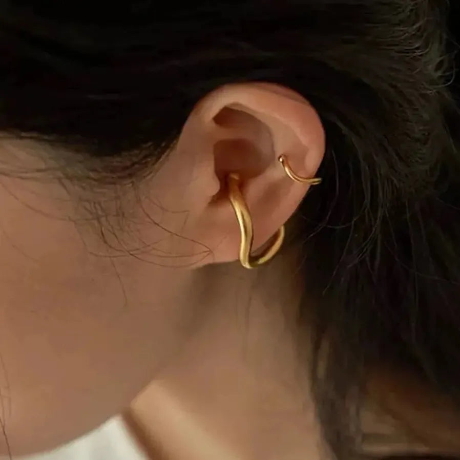 2Pcs Geometric Fake Piercing Cartilage Ear Clips for Women Stylish Jewelry