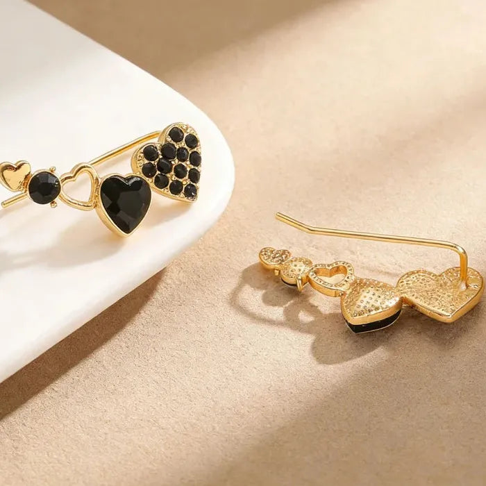 Vintage Heart Zircon Copper Stud Earrings for Women Elegant Casual Gift