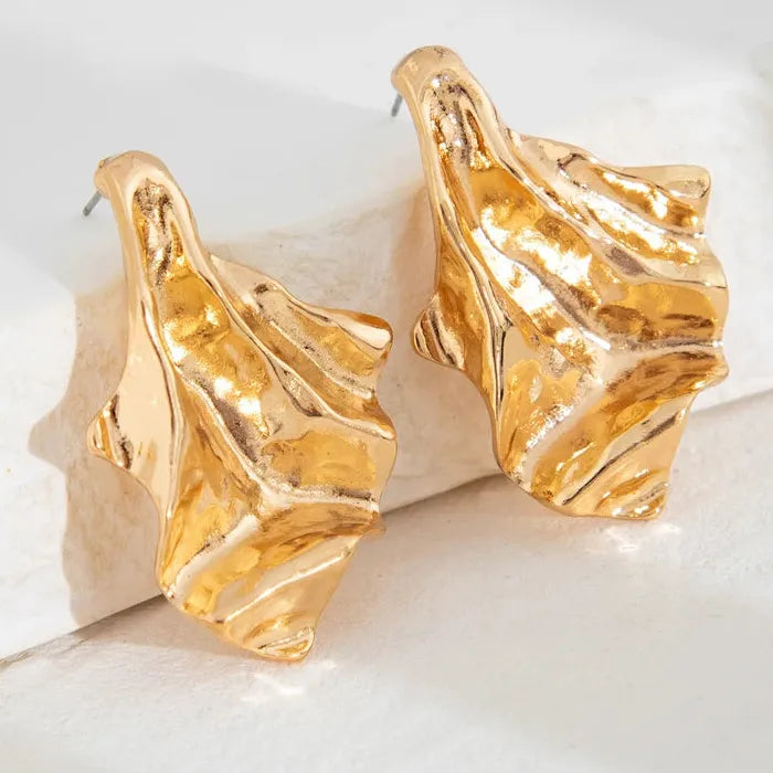 Geometric Irregular Fold Zinc Alloy Punk Dangle Earrings for Women