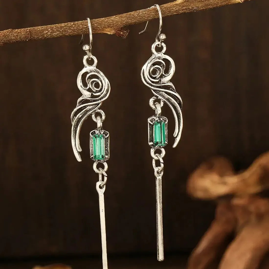 Vintage Zinc Alloy Irregular Geometric Spiral Tassel Earrings for Women Small Pendant