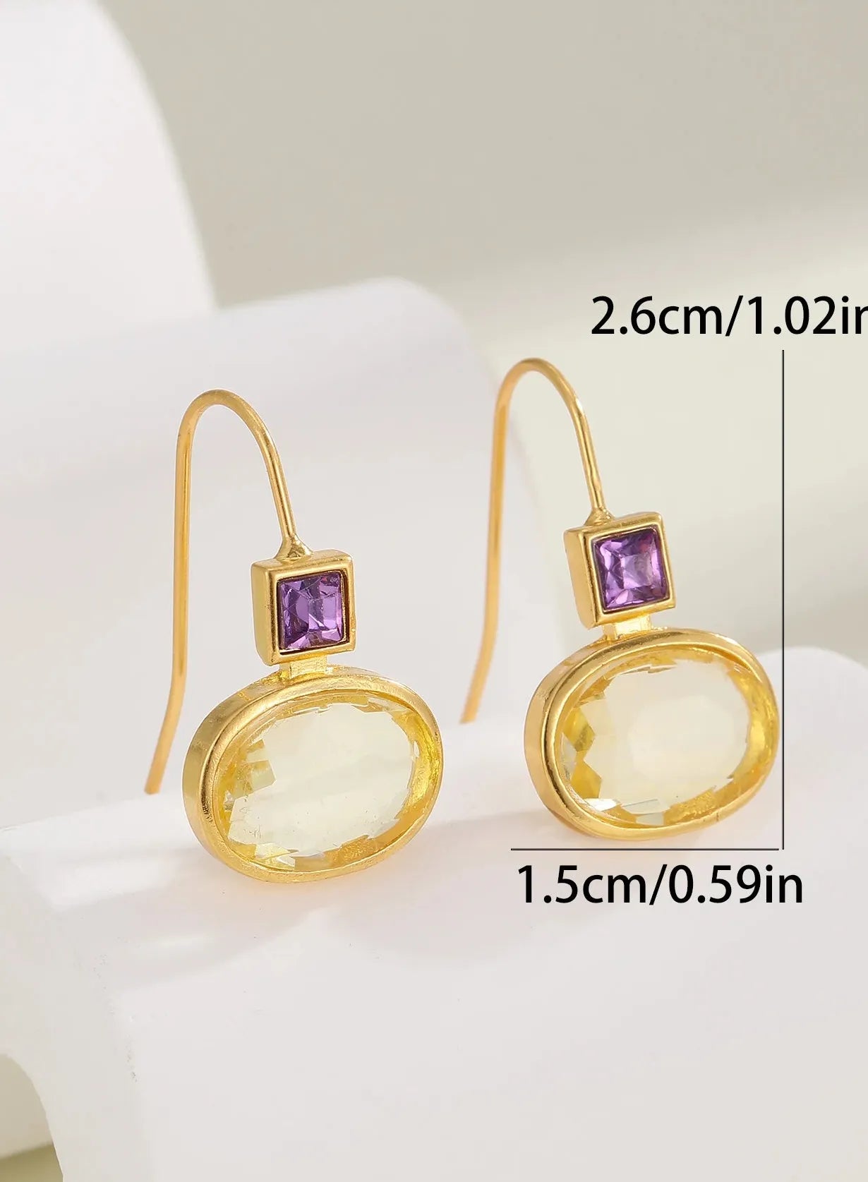 Vintage Gold Round Crystal Drop Earrings for Women Zinc Alloy Jewelry