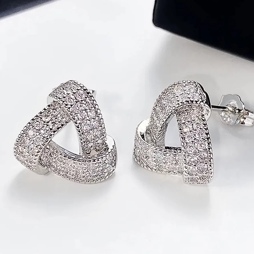 Luxury Triangular Geometric CZ Stud Earrings Copper Alloy for Women 2022