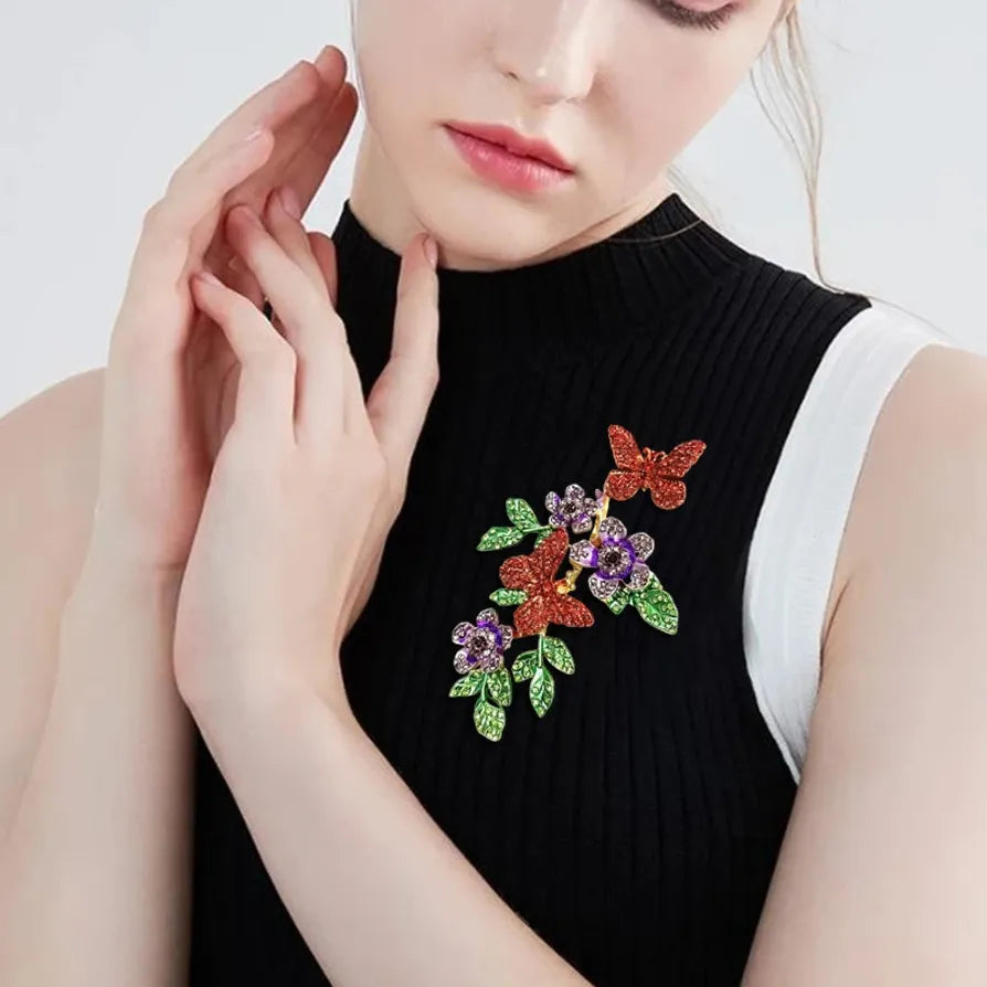 Classic Butterfly Flower Brooch Wedding Gift for Men and Women