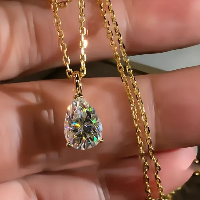 Luxury Waterdrop Cubic Zirconia Pendant Necklace for Women Wedding Party