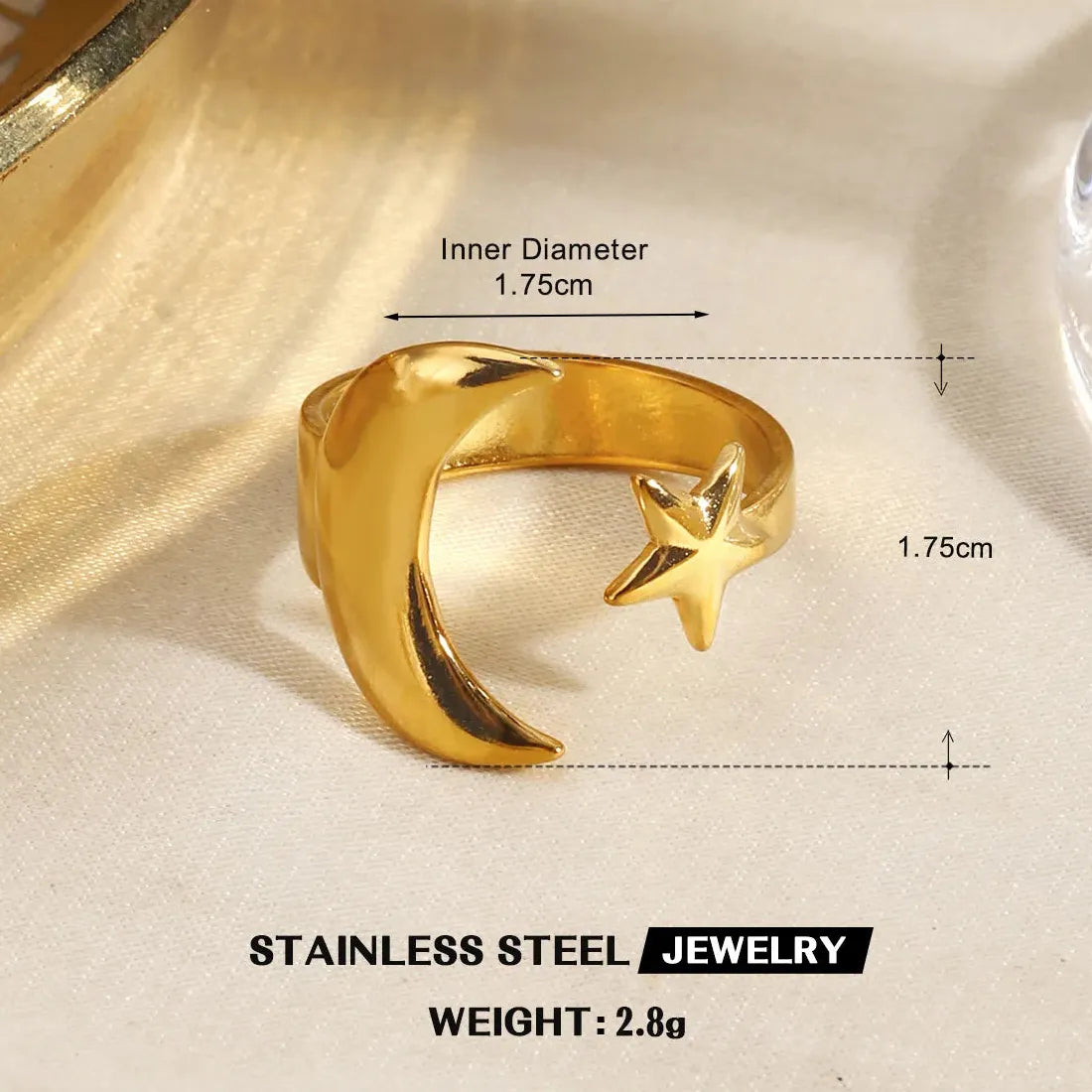 Butterfly Leaf Heart-Shaped 18K Gold Stainless Steel Ring Waterproof Gift Jewelry