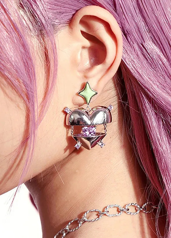 2024 Dopamine Heart Stud Earrings Copper Romantic Y2K Jewelry Gift Women