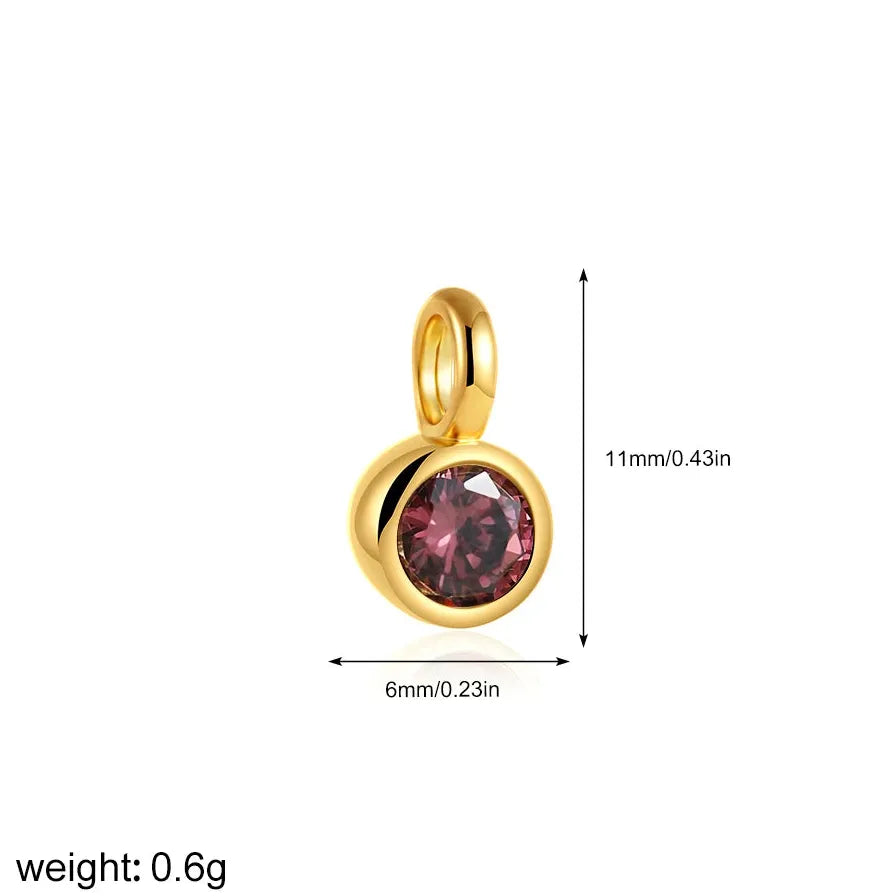 Multicolor Crystal 12 Month Birthstone Pendant Charm for Women Stainless Steel Gold Jewelry