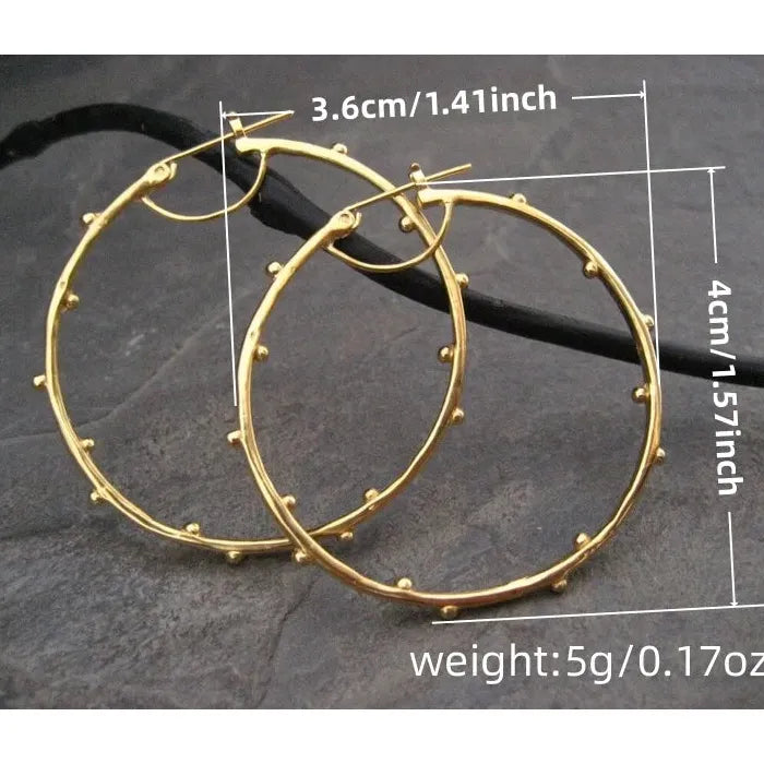 Large Round Zinc Alloy Drop Earrings, Hip-Hop Statement Jewelry for Women