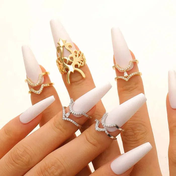 Adjustable Zircon Copper Nail Open Ring for Women Vintage Trendy Jewelry Gift