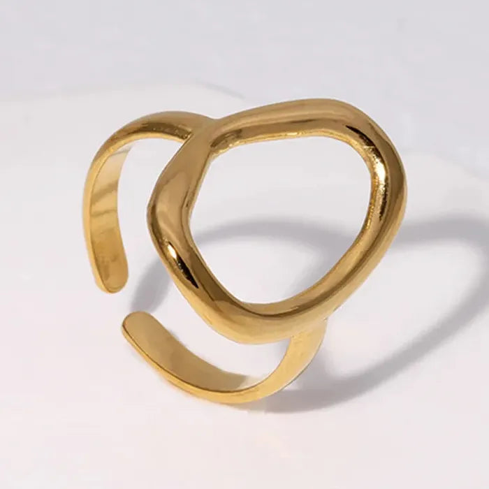 Stainless Steel Hollow Circle Rings for Women Punk Multi Layer Jewelry Gift