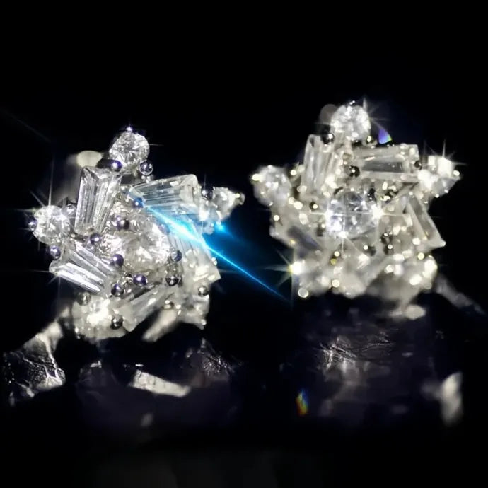 Luxury AAA CZ Geometric Copper Alloy Stud Earrings for Women, 7 Colors