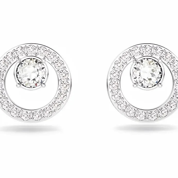 Circle Stud Earrings for Women Copper Alloy Shiny Cubic Zirconia Jewelry