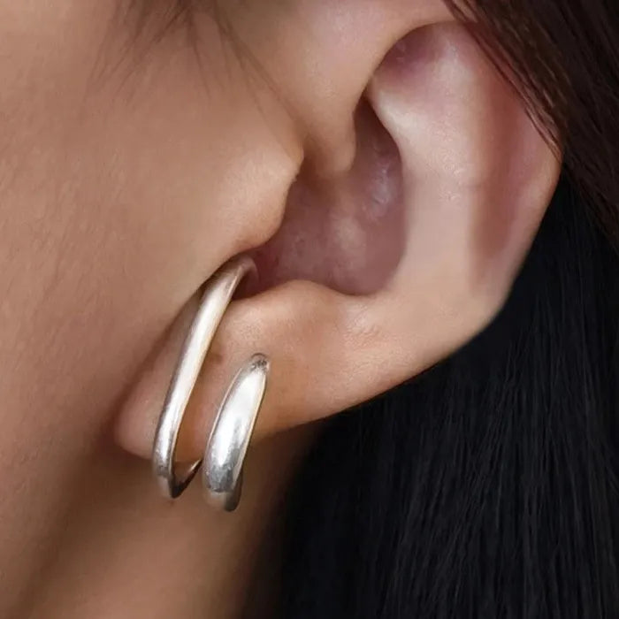 Vintage Minimalist Zinc Alloy Arc-Shaped Clip Earrings for Women Punk Jewelry