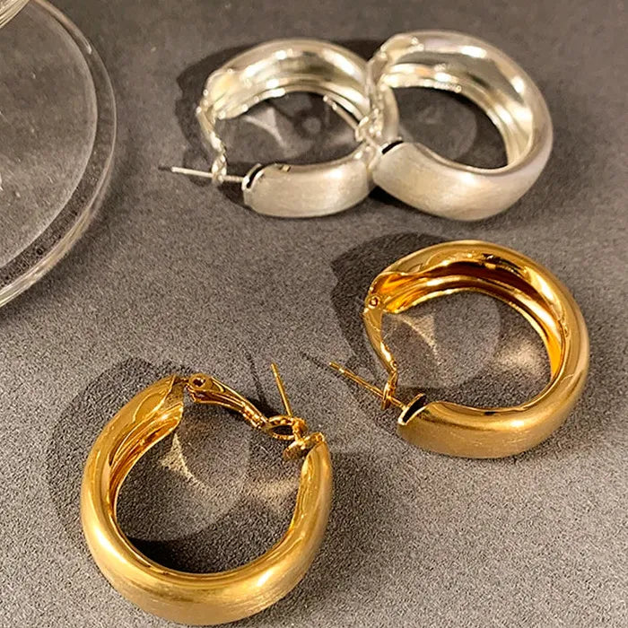 Large Luxury Copper Geometric Matte Hoop Earrings for Women