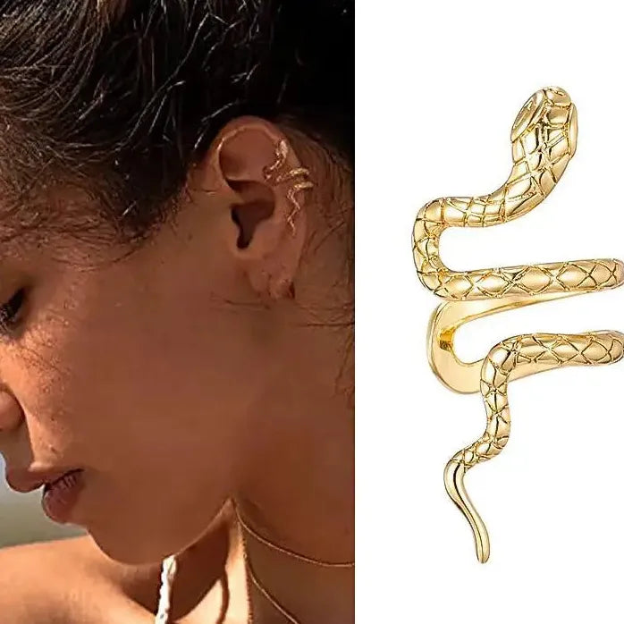 Vintage Gothic Multi Layer Snake Clip Earrings Punk Animal Jewelry Gift Women