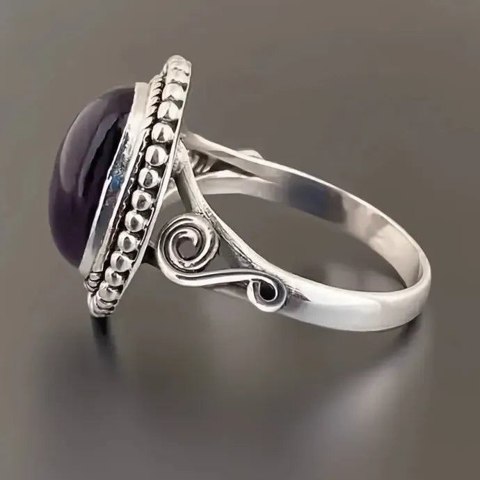 Vintage Silver Brass Engagement Ring for Women with Shining CZ & Geometric Design