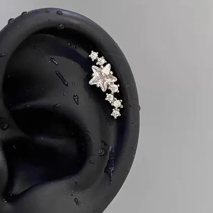 Star Spiral Planet Stainless Steel Ear Bone Stud Earrings for Women