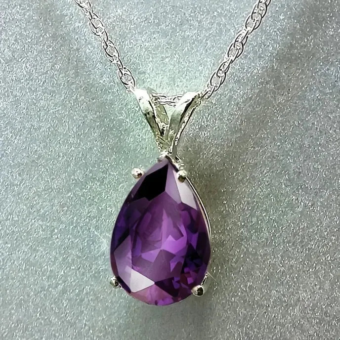 Luxury Pear Cubic Zirconia Pendant Necklace Silver Color Bridal Wedding Engagement Jewelry