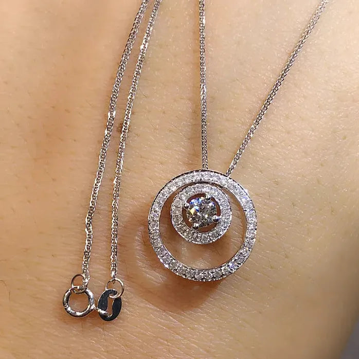 Geometric Circle Pendant Necklace for Women Copper Alloy Bridal Jewelry