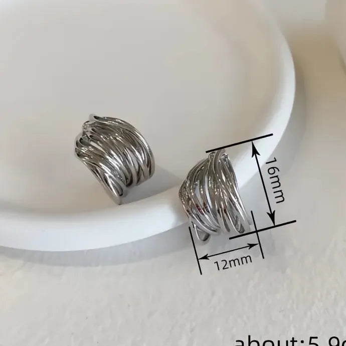 Luxury Women Geometric Hoop Earrings Gold Silver Brass Wedding Jewelry