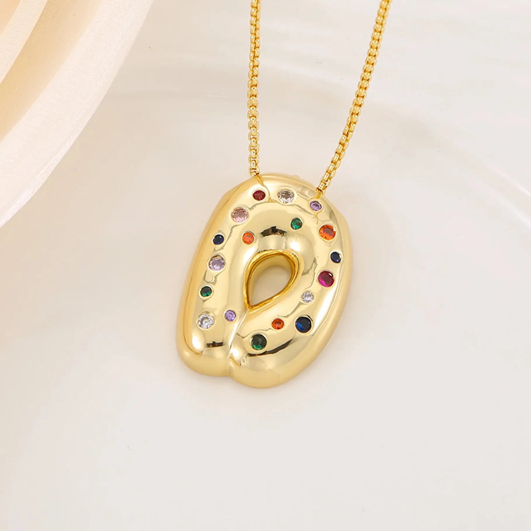 18K Gold Plated A-Z Letter Pendant Necklace for Women Gift Cubic Zirconia