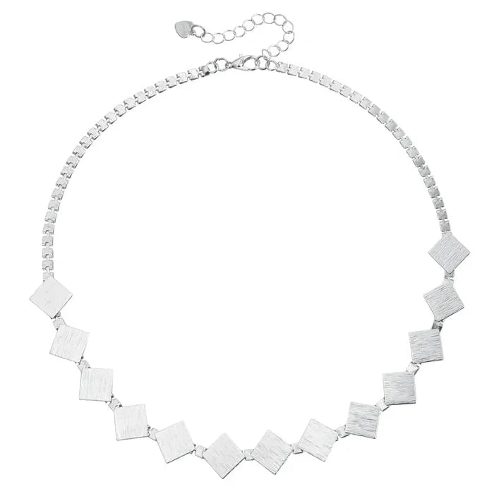 Vintage Square Metal Zinc Alloy Necklace Bracelet Earrings Set for Women