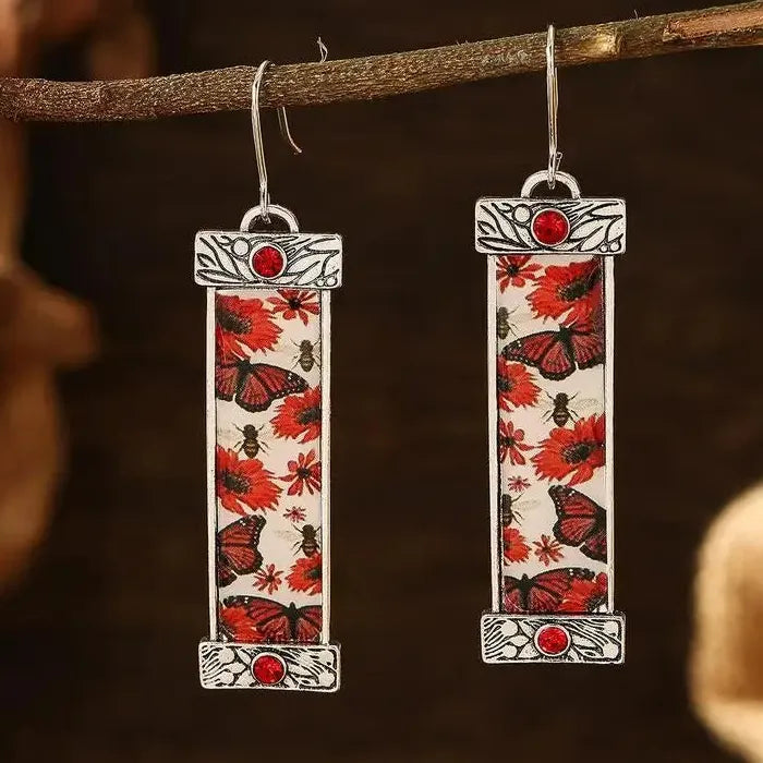 Vintage Tribal Geometric Drop Earrings for Women Zinc Alloy Metal Gift