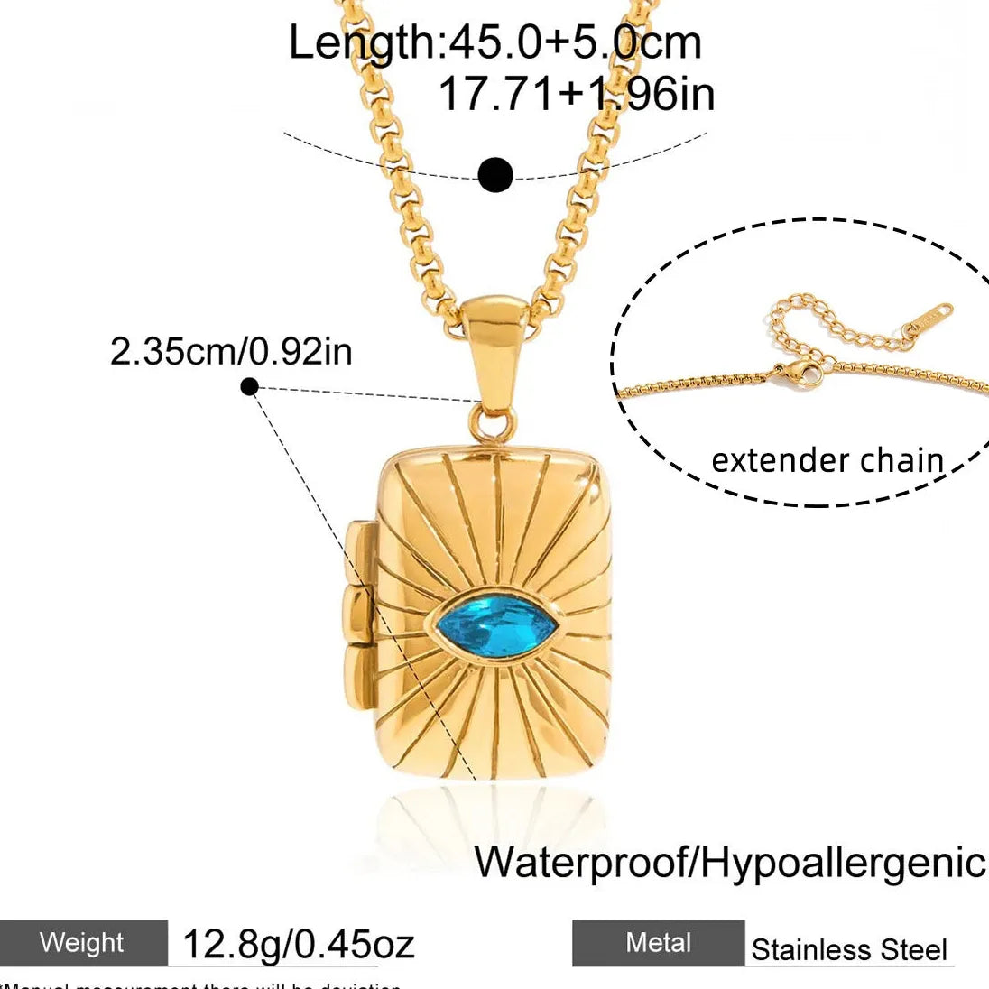 Vintage Openable Photo Frame Locket Pendant Necklace for Women 18K Gold Plated Stainless Steel Jewelry Gift