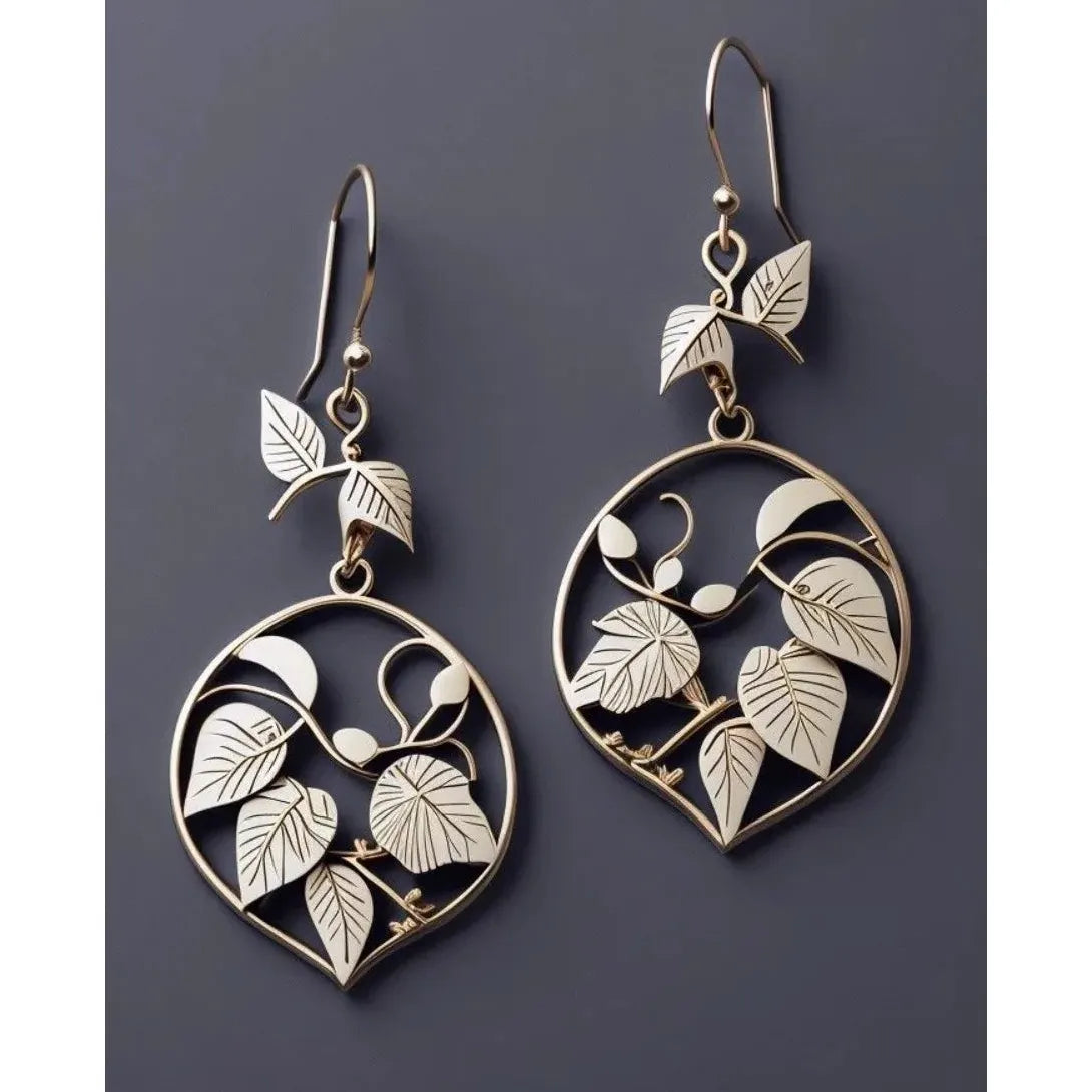 Vintage Women's Leaf Petal Pendant Drop Earrings Copper Fashion Jewelry Gift