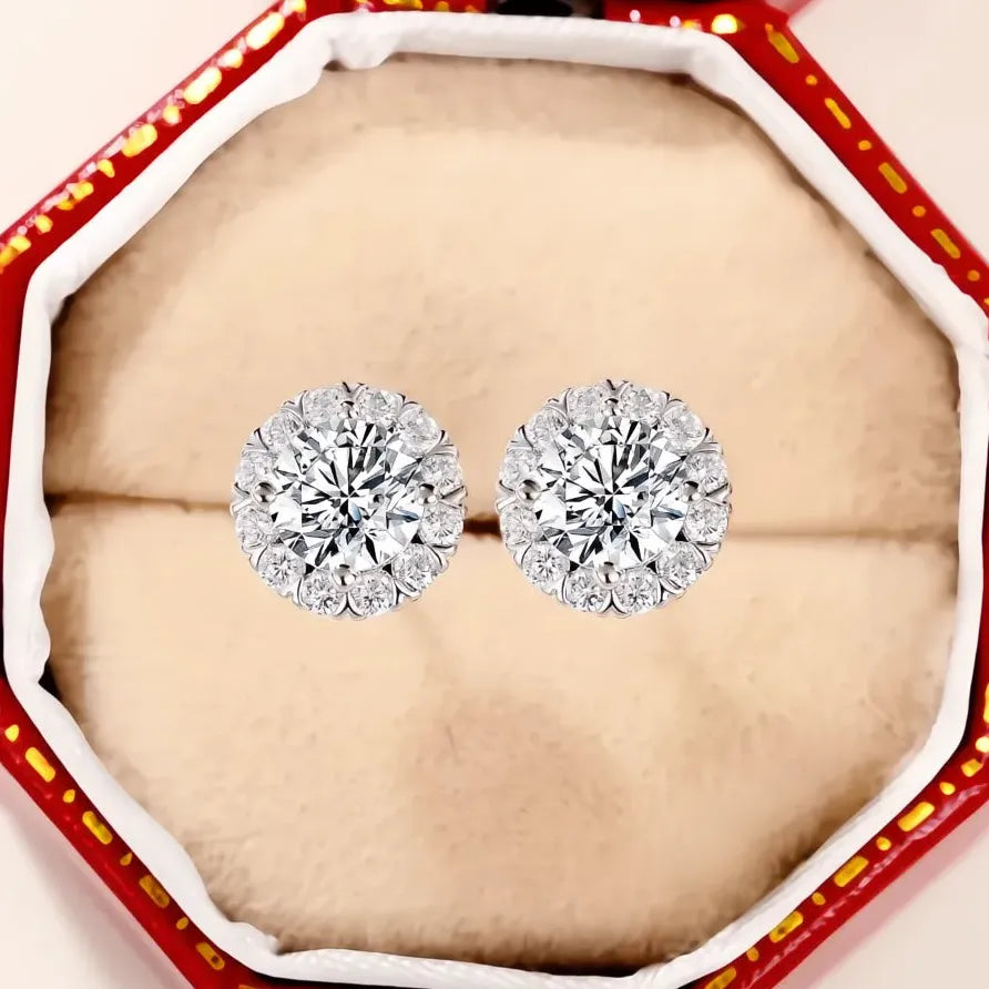Elegant Classic AAA Cubic Zirconia Stud Earrings for Women Silver Jewelry
