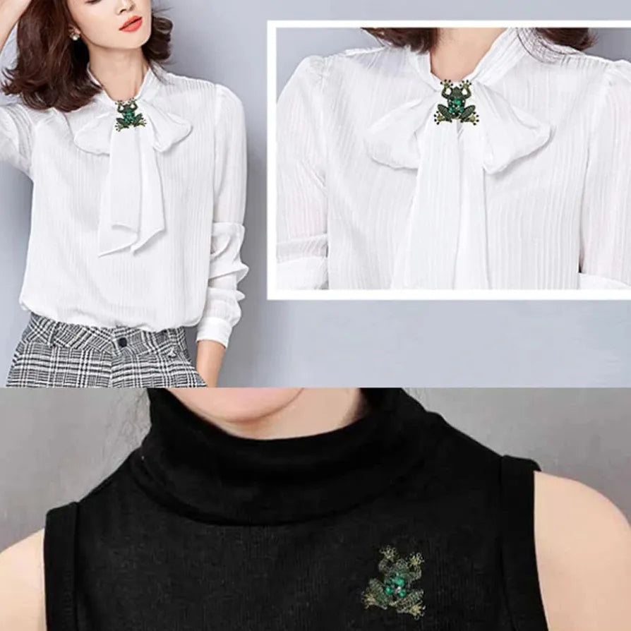 Large Green Crystal Frog Brooch Enamel Pin Wedding Accessory for Women