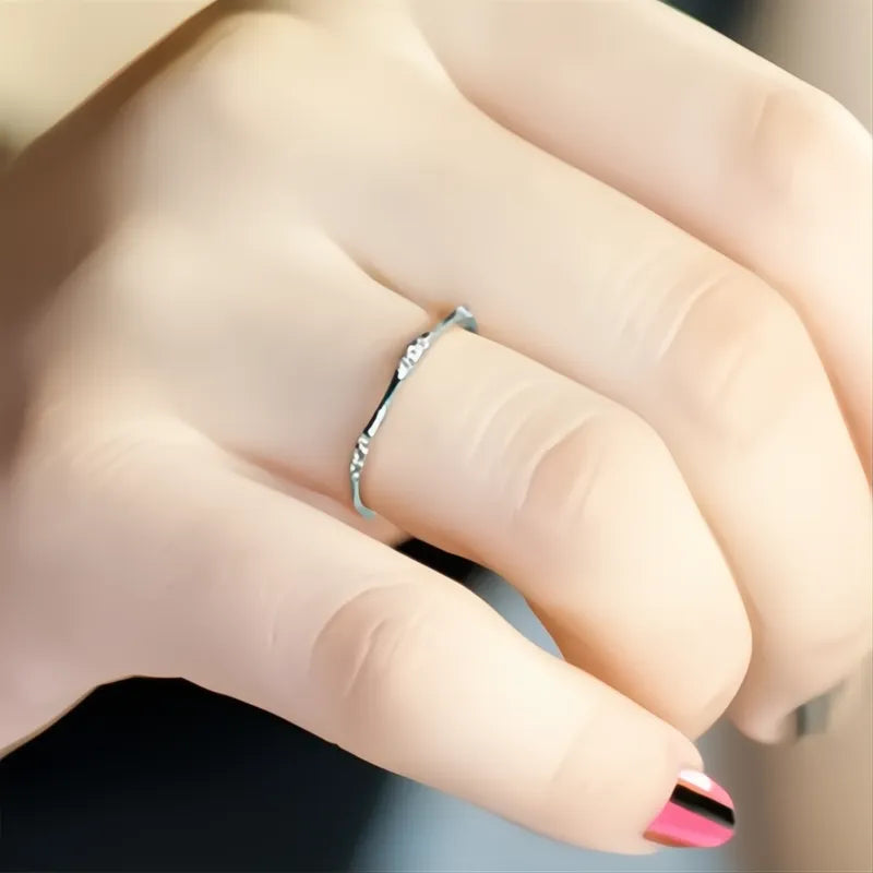 Minimalist Wedding Rings for Women Thin Band Cubic Zirconia Brass Stylish Party Jewelry