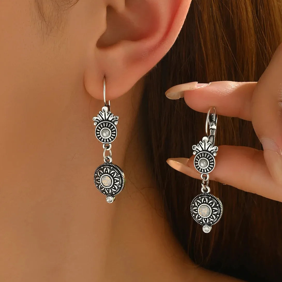 Retro Bohemian Zinc Alloy Pearl Drop Earrings Women’s Long Pendant Jewelry Gift