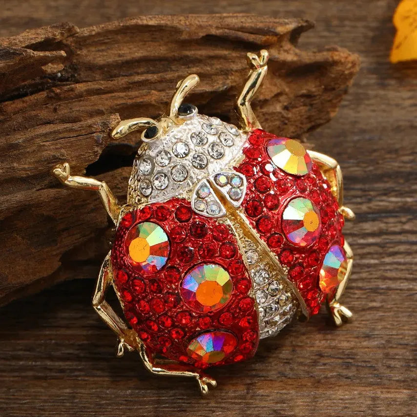 Luxury Crystal Ladybug Brooch Pin Rhinestone Insect Jewelry Gift for Women